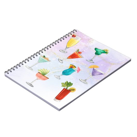 Helle Regenbogencocktail Party Spaß Drinks feiern Notizblock (Linke Seite)