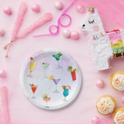 Helle Regenbogencocktail Party Spaß Drinks feiern Pappteller (Party)