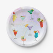 Helle Regenbogencocktail Party Spaß Drinks feiern Pappteller (Vorderseite)