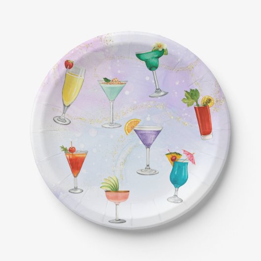 Helle Regenbogencocktail Party Spaß Drinks feiern Pappteller (Vorderseite)