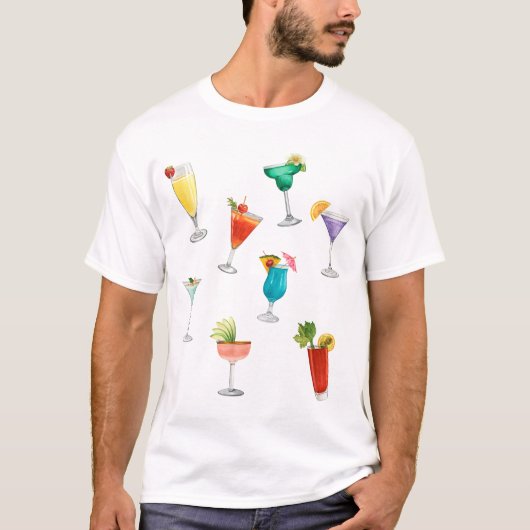 Helle Regenbogencocktail Party Spaß Drinks feiern T-Shirt (Vorderseite)