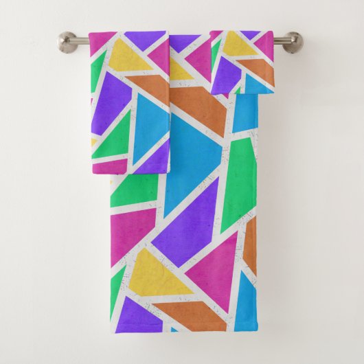 Helle Regenbogenfarben Mosaik Badhandtuch Set (Insitu)