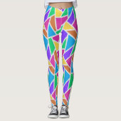 Helle Regenbogenfarben Mosaik Leggings (Vorderseite)