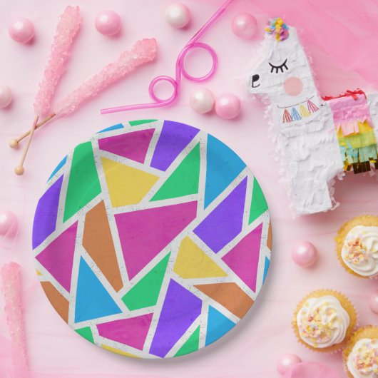 Helle Regenbogenfarben Mosaik Pappteller (Party)