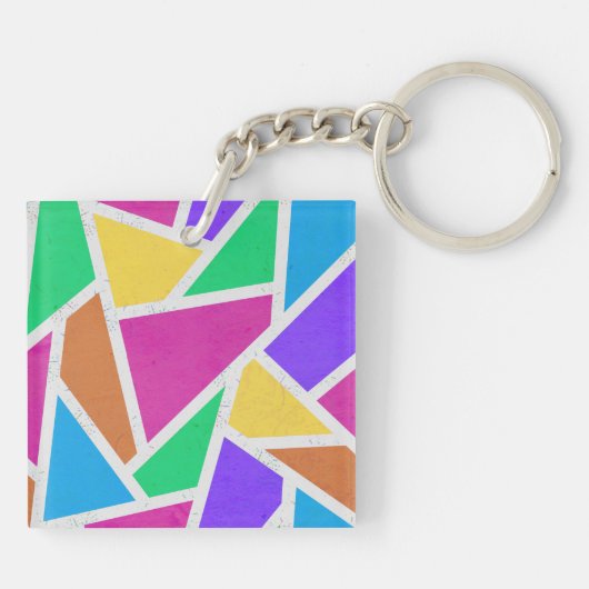 Helle Regenbogenfarben Mosaik Schlüsselanhänger (Rückseite)