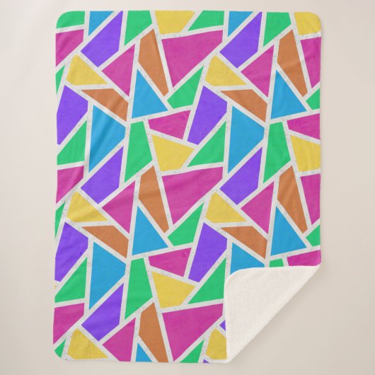 Helle Regenbogenfarben Mosaik Sherpadecke (Vorderseite)