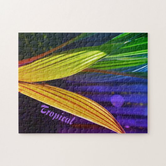 Helle Regenbogenfarben tropische Palmen Puzzle (Horizontal)