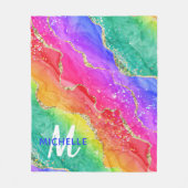 Helle Regenbogenfarben und goldene Imitat Glitzer  Fleecedecke (Vorderseite)