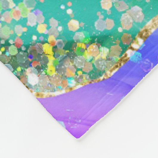 Helle Regenbogenfarben und goldene Imitat Glitzer Fleecedecke (Ecke)