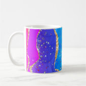 Helle Regenbogenfarben und goldene Imitat Glitzer Kaffeetasse (Links)