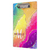 Helle Regenbogenfarben und goldene Imitat Glitzer  Klemmbrett (Links)