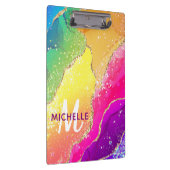 Helle Regenbogenfarben und goldene Imitat Glitzer  Klemmbrett (Rechts)