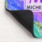 Helle Regenbogenfarben und goldene Imitat Glitzer Mousepad (Ecke)