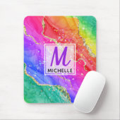 Helle Regenbogenfarben und goldene Imitat Glitzer Mousepad (Mit Mouse)