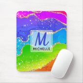 Helle Regenbogenfarben und goldene Imitat Glitzer Mousepad (Mit Mouse)