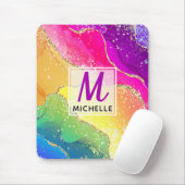 Helle Regenbogenfarben und goldene Imitat Glitzer Mousepad (Mit Mouse)