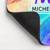 Helle Regenbogenfarben und goldene Imitat Glitzer Mousepad (Ecke)