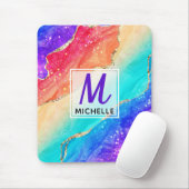 Helle Regenbogenfarben und goldene Imitat Glitzer Mousepad (Mit Mouse)
