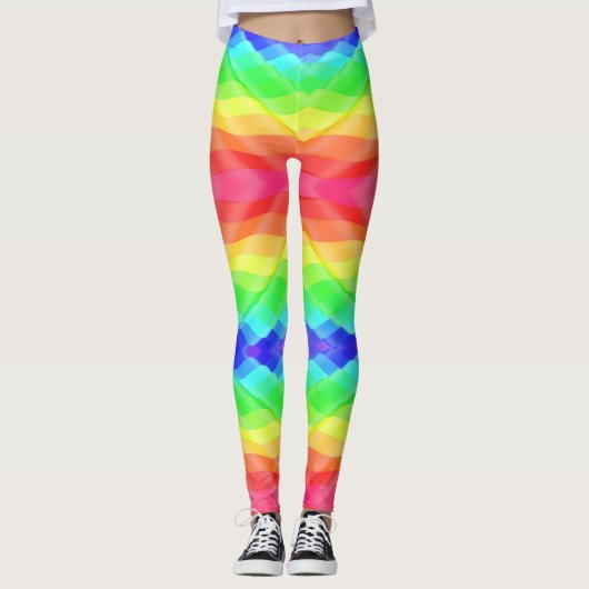 Helle regenbogenfarbene Leggings mit einer wellige (Vorderseite)