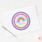Helle Regenbogenkinder Mädchen Geburtstagsticker b Runder Aufkleber (Umschlag)