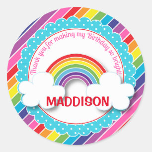 Helle Regenbogenkinder Mädchen Geburtstagsticker Runder Aufkleber