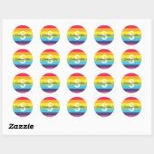 Helle Regenbogenstreifen Anfangsnamensticker Runder Aufkleber (Blatt)