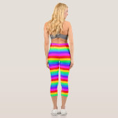 Helle Regenbogenstreifen Capri Leggings (Rückseite)