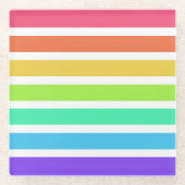 Helle Regenbogenstreifen Glasuntersetzer (Vorderseite)