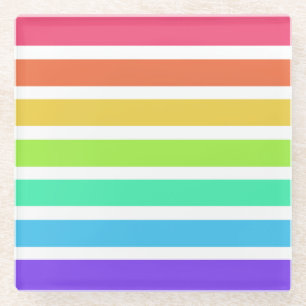 Helle Regenbogenstreifen Glasuntersetzer