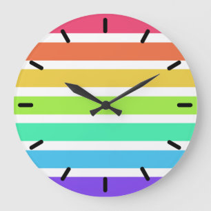 Helle Regenbogenstreifen Große Wanduhr