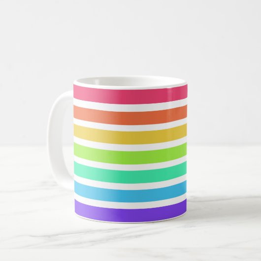 Helle Regenbogenstreifen Kaffeetasse (Vorderseite Links)