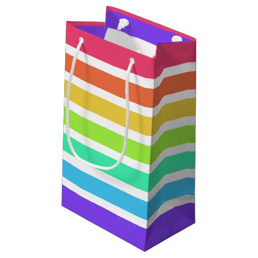 Helle Regenbogenstreifen Kleine Geschenktüte (Rückseite Schrägansicht)