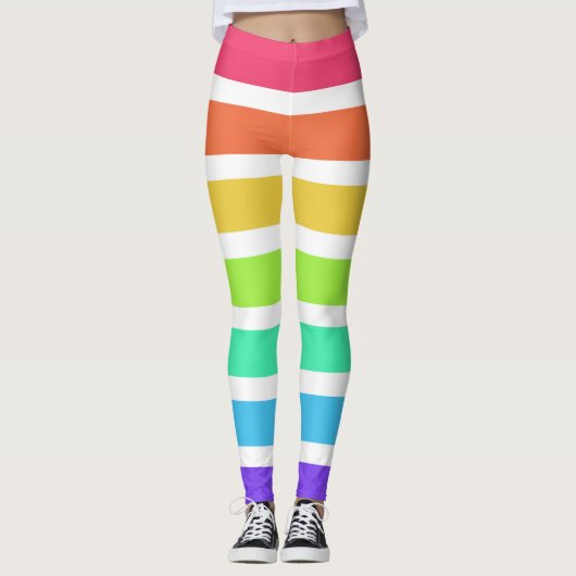 Helle Regenbogenstreifen Leggings (Vorderseite)