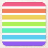 Helle Regenbogenstreifen Rechteckiger Pappuntersetzer (Vorderseite)
