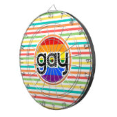 Helle Regenbogenstreifen, schwul Dartscheibe (Vorderseite rechts)