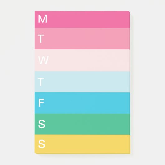 Helle Regenbogenstreifen wöchentlich zu verwenden Post-it Klebezettel (Vorderseite)