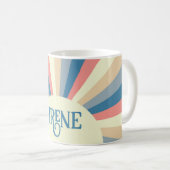 Helle Retro Blau Pink Beige weich Rainbow Sun Ray Kaffeetasse (VorderseiteRechts)