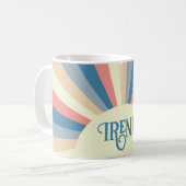 Helle Retro Blau Pink Beige weich Rainbow Sun Ray Kaffeetasse (Vorderseite Links)