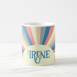 Helle Retro Blau Pink Beige weich Rainbow Sun Ray Kaffeetasse