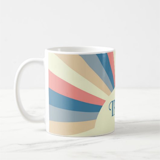 Helle Retro Blau Pink Beige weich Rainbow Sun Ray Kaffeetasse (Links)