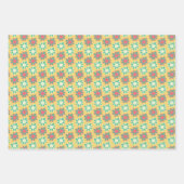 Helle Retro-Blumen Geschenkpapier Set (Vorderseite 2)