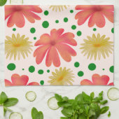 Helle Retro-Blumen-Nahtlos-Muster Geschirrtuch (Gefaltet)
