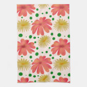 Helle Retro-Blumen-Nahtlos-Muster Geschirrtuch (Vertikal)