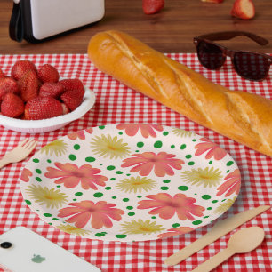 Helle Retro-Blumen-Nahtlos-Muster Pappteller