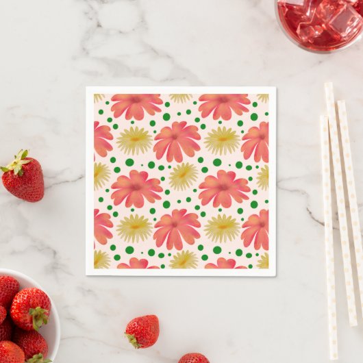 Helle Retro-Blumen-Nahtlos-Muster Serviette (Beispiel)