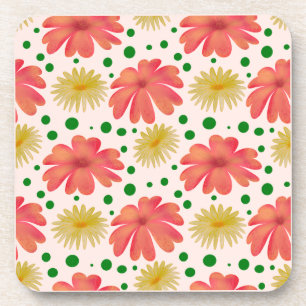 Helle Retro-Blumen-Nahtloses Muster  Getränkeuntersetzer