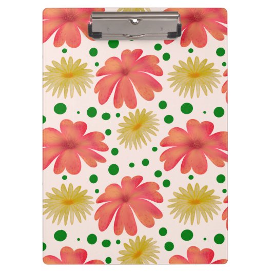 Helle Retro-Blumen-Nahtloses Muster Klemmbrett (Vorderseite)