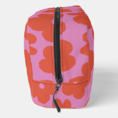 Helle Retro-Blumen Pink Orange Monogramm Waschbeutel (Rechts)