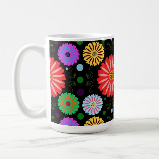 Helle Retro-Blumenmuster Farbige Volkskunst Kaffeetasse (Links)