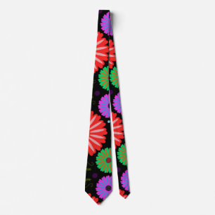 Helle Retro-Blumenmuster Farbige Volkskunst Krawatte